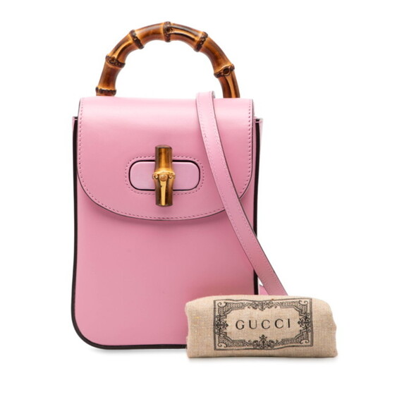GUCCI Pink Leather Bamboo Backpack - Picture 7 of 7